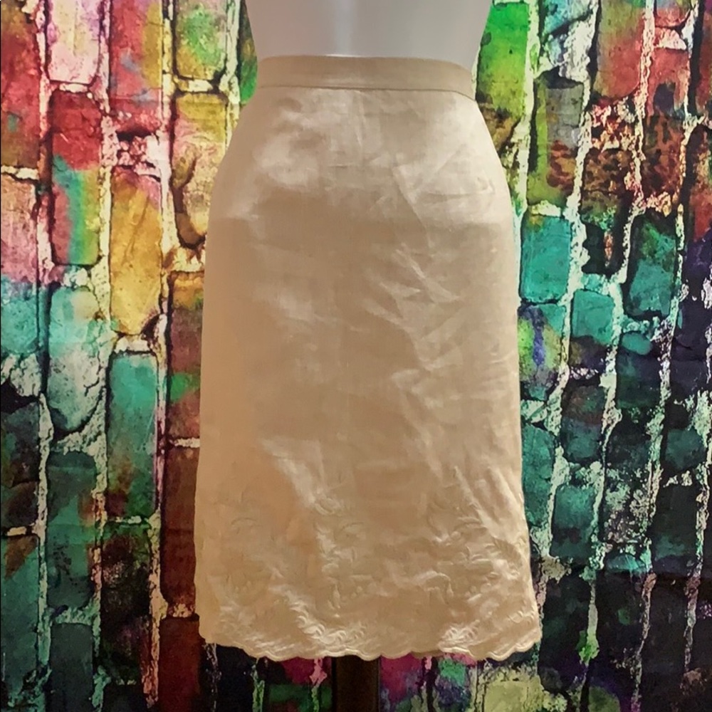 Casual corner size 10 linen embroidered skirt new